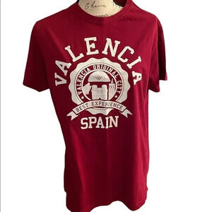 ROLY burgundy red Valencia Spain tee shirt size Large